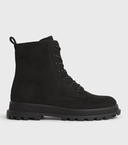 New Look Black Suedette Lace Up Ankle Boots